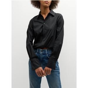 NEW FINLEY moxie button-down split-cuff poplin shirt in black